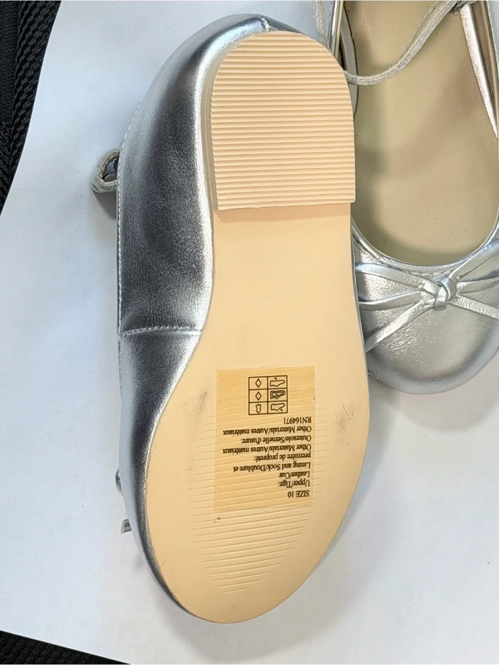 Janie and Jack Metallic Silver Mary Jane Ballet Flat with Bow